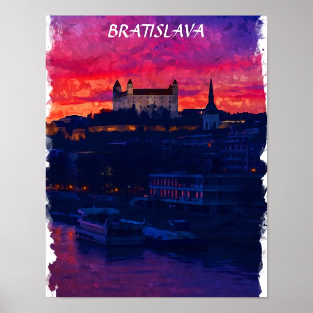 Bratislava Slovakia Night City View Poster (Framsidan)