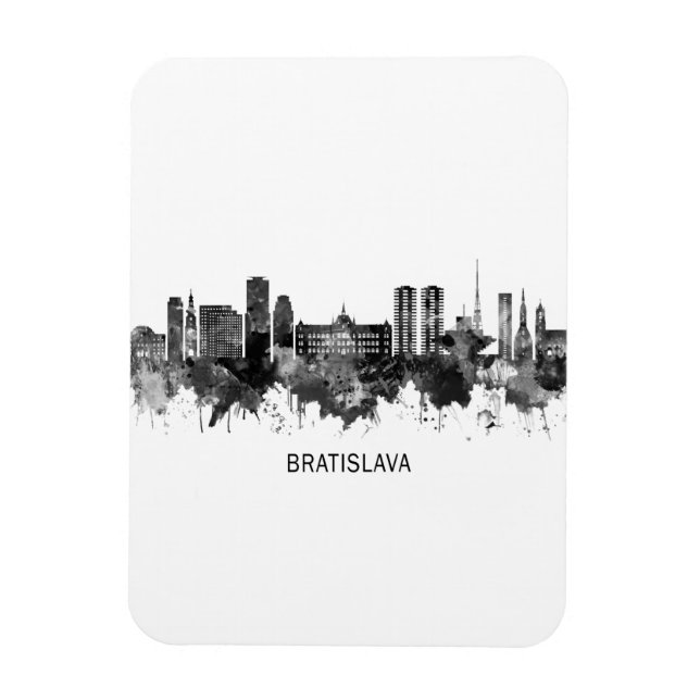 Bratislava Slovakia Skyline BW Magnet (Vertikal)