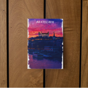 Bratislava Slovakien Natt Stadsvy Vykort
