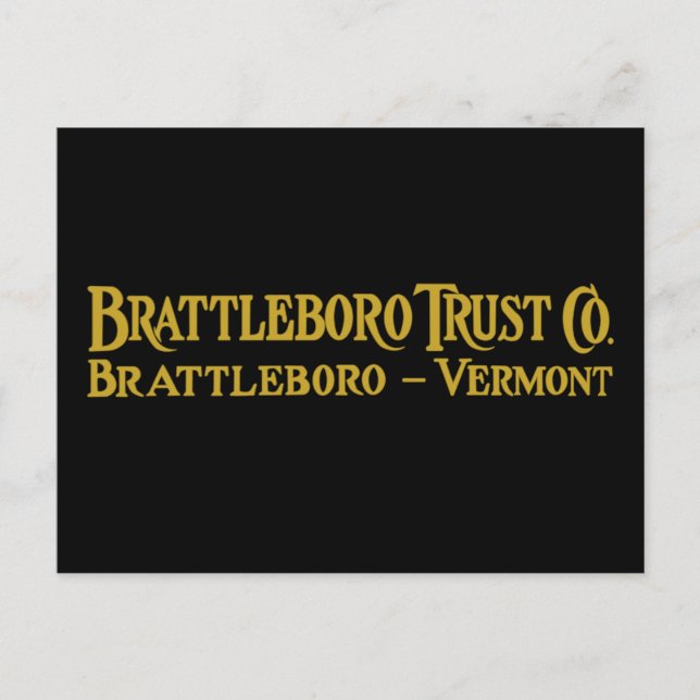Brattleboro Trust Co., 1918 Logotyp Postcard Vykort (Framsida)