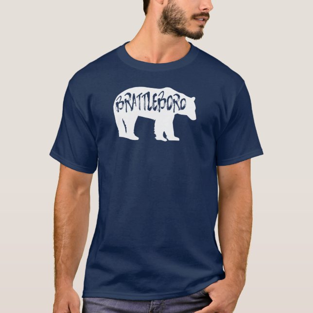 Brattleboro Vermont Bear T Shirt (Framsida)