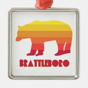 Brattleboro Vermont Rainbow Bear Julgransprydnad Metall