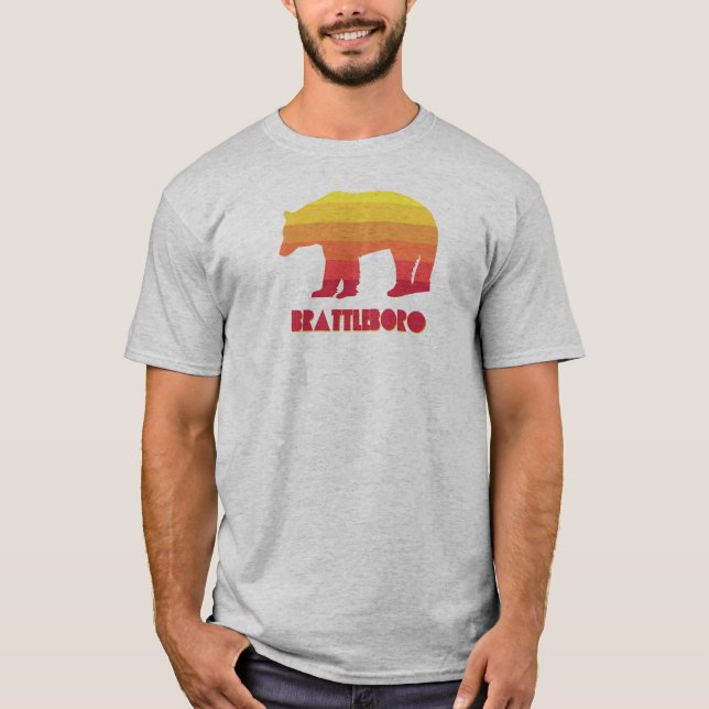 Brattleboro Vermont Rainbow Bear T Shirt (Framsida)