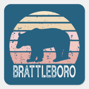 Brattleboro Vermont Retro Bear Fyrkantigt Klistermärke
