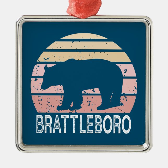 Brattleboro Vermont Retro Bear Julgransprydnad Metall (Framsidan)