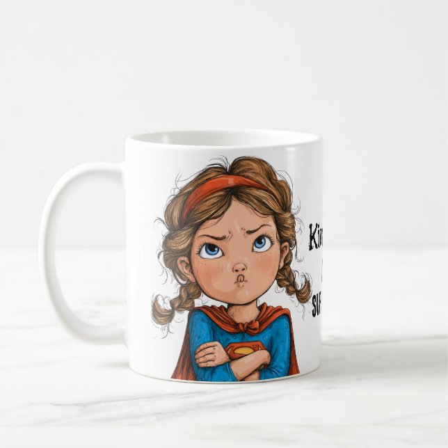 Bratty Superchrast Girl Tecknad Kaffemugg (Vänster)