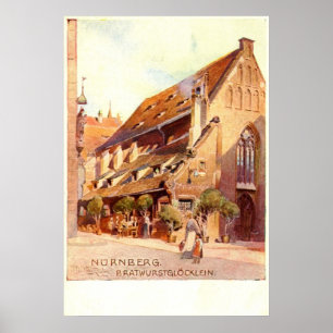 Bratwurstglöcklein Nürnberg Tysklandvintage 1910 Poster