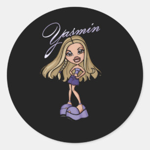 Bratz Yasmin Blommigt Porträtt Runt Klistermärke