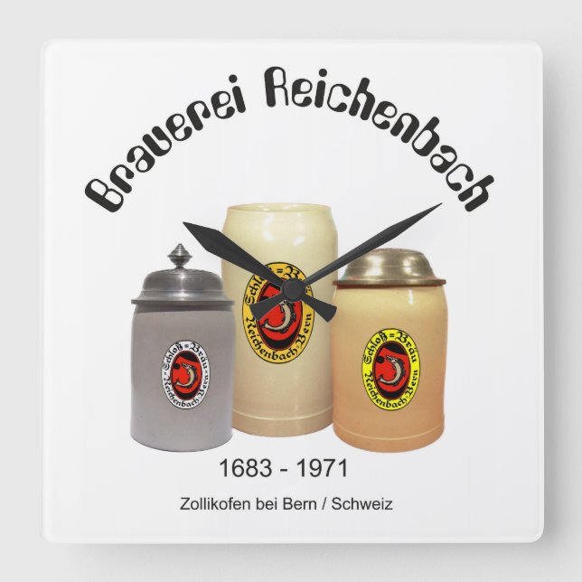 Brauerei Reichenbach Zollikofen Uhr Fyrkantig Klocka (Framsida)
