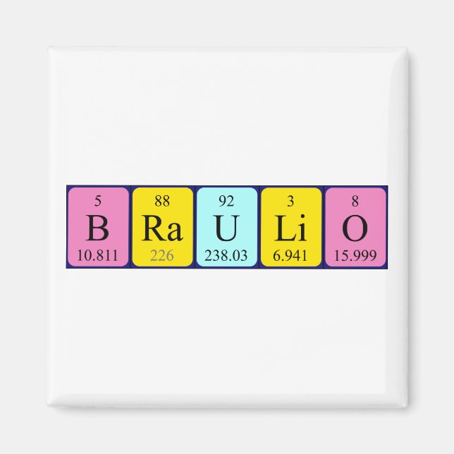 Braulio periodiskt bord namn magnet (Framsidan)