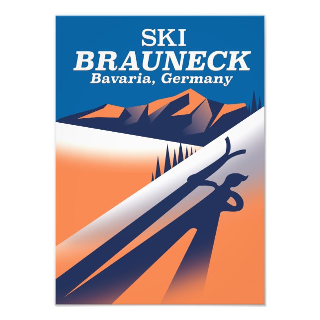 Brauneck Bavaria, vintage ski poster. Fototryck (Framsidan)