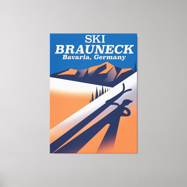 Brauneck Bayern, vintage skidposter. Canvastryck (Framsida)