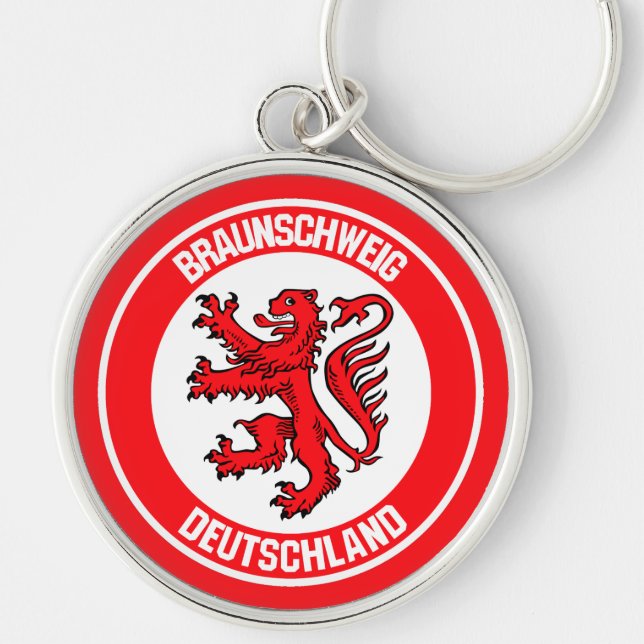 Braunschweig Round Emblem Rund Silverfärgad Nyckelring (Framsidan)