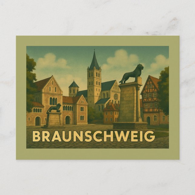 Braunschweig Tyskland Stad Konst Vykort (Framsida)