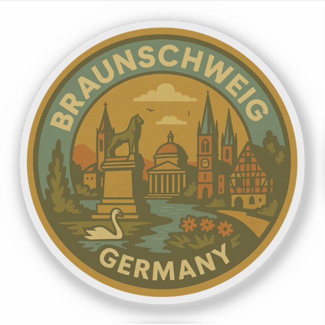Braunschweig Tyskland Stadsscen Klistermärken (Framsida)