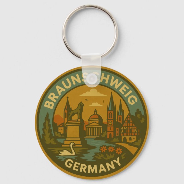 Braunschweig Tyskland Stadsscen Nyckelring (Framsida)