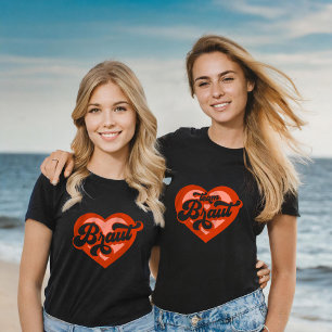 Braut Und Team Braut Bachelorette Retro Herz T Shirt