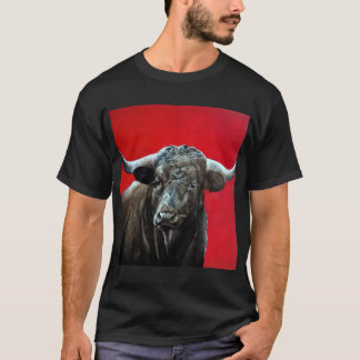 Brave bull on red t shirt