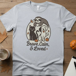 Brave, Calm & Loved — Cute Animal Trio Halloween T Shirt