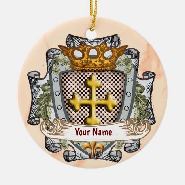Brave Familjevapen Efternamn Julgransprydnad Keramik (Framsidan)
