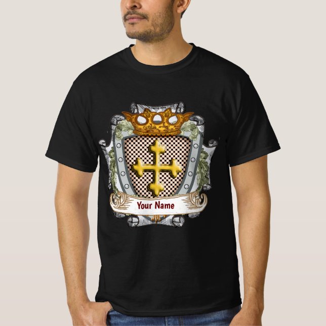 Brave Family Crest Surname T Shirt (Framsida)