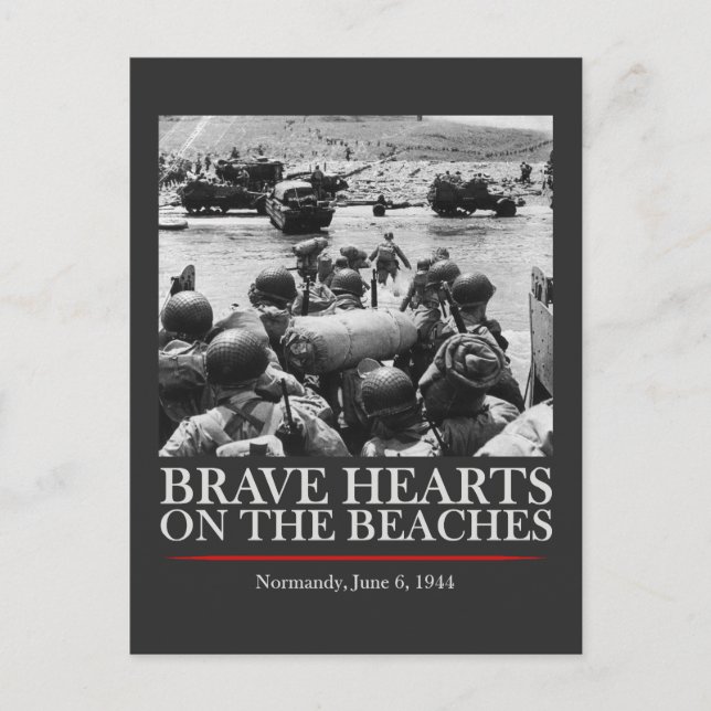Brave Hearts On The Beaches - WW2 D-day Vykort (Framsida)