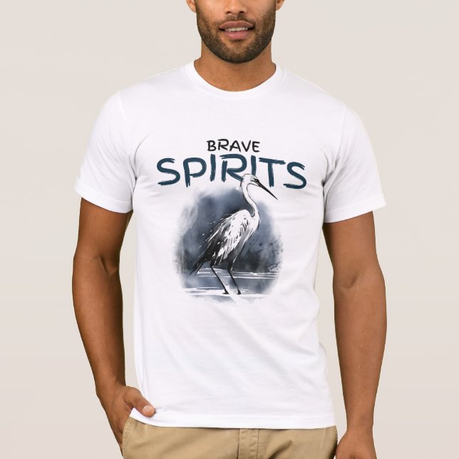 Brave Spirits Heron Artistic Nature T-Shirt (Framsida)
