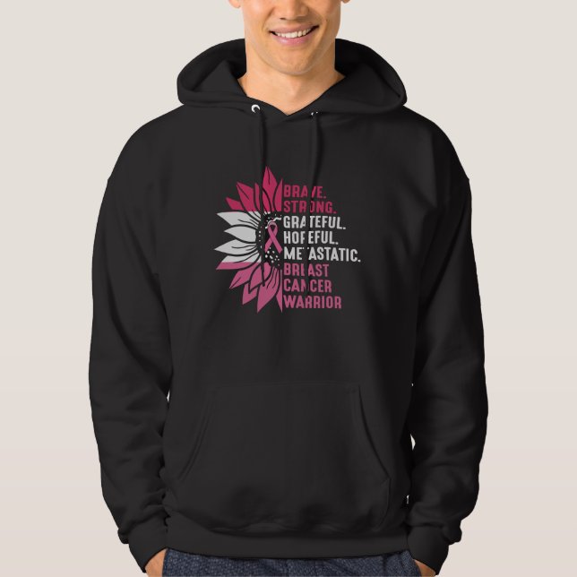 Brave Strong Grateful Breast Cancer Awareness Hoodie (Framsida)