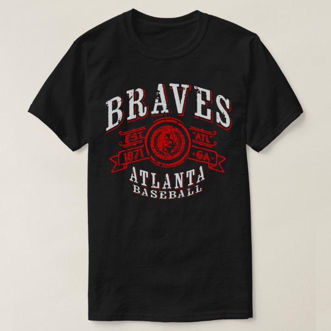 Braves Vintage Baseball TShirt T Shirt (Design framsida)