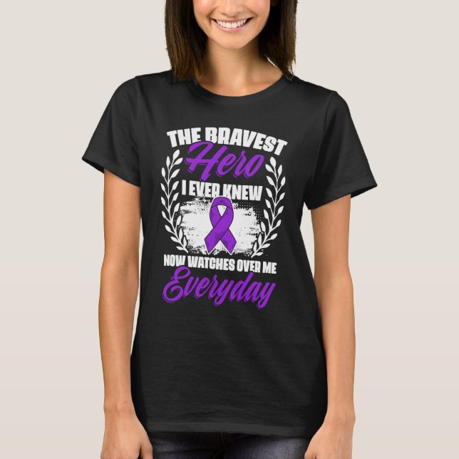 Bravest Hero Ever Knew  Lupus Purple Ribbon Lupus  T Shirt (Framsida)