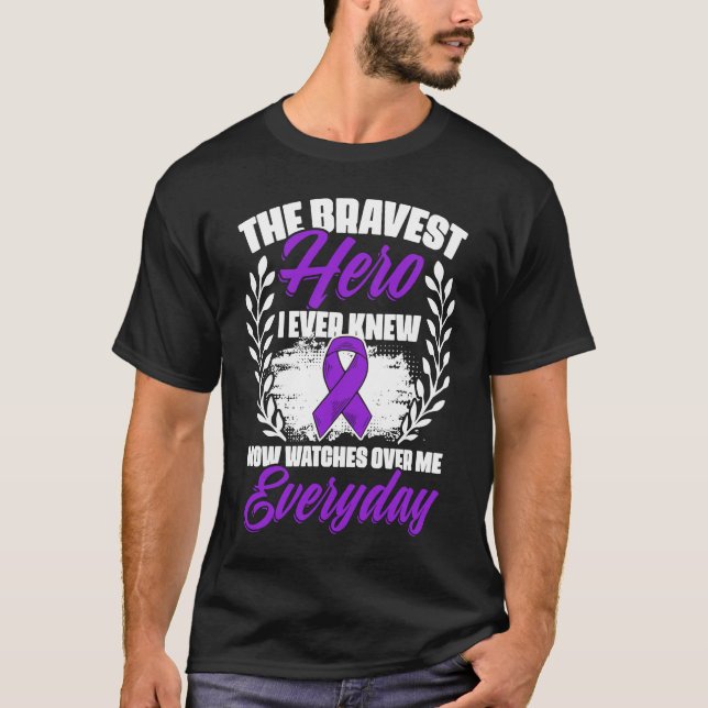Bravest Hero Ever Knew  Lupus Purple Ribbon Lupus  T Shirt (Framsida)