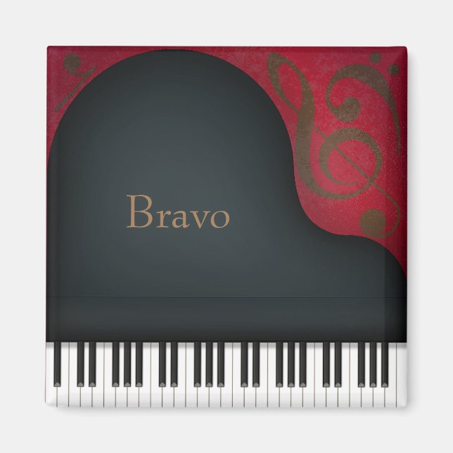 "Bravo" Black Grand Piano Performing Arts Anpassni Magnet (Framsidan)
