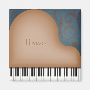 "Bravo" Brown Grand Piano Cute Anpassade Music Magnet