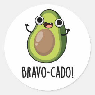 Bravo-cado Funny Avocado Pun Runt Klistermärke