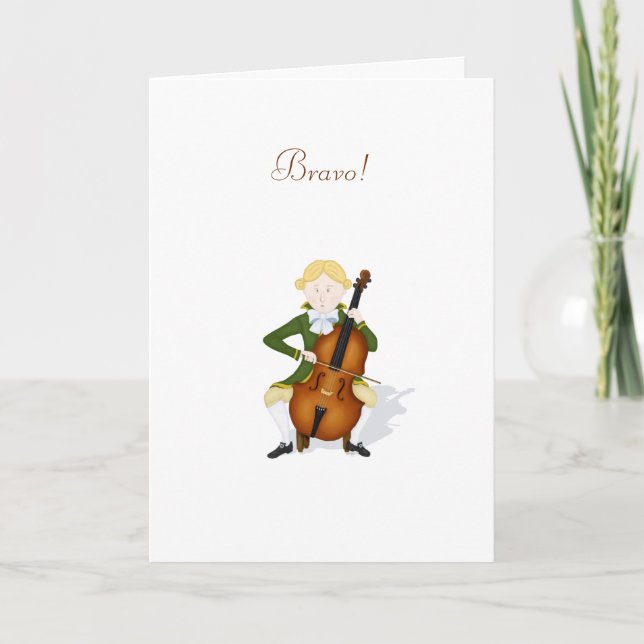 "Bravo!" Cute Cello Player Music Performance Anteckningskort (Framsida)