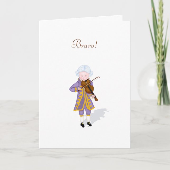"Bravo!" Cute Mozart Violin Music Performance Anteckningskort (Framsida)