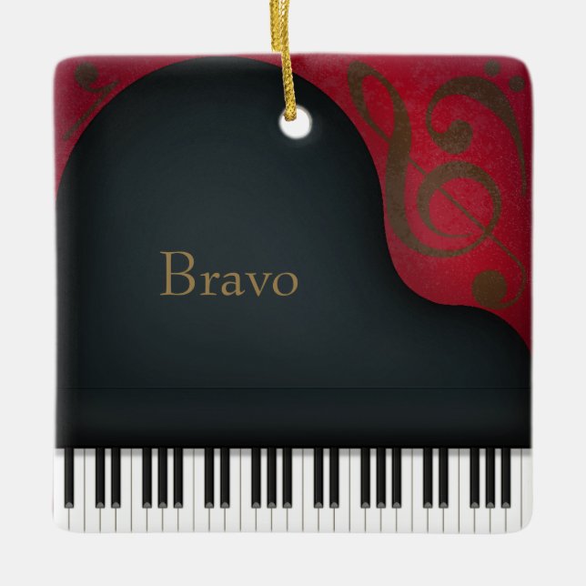 "Bravo" Grand Piano Charming Musical Keepsak Julgransprydnad Keramik (Framsida)