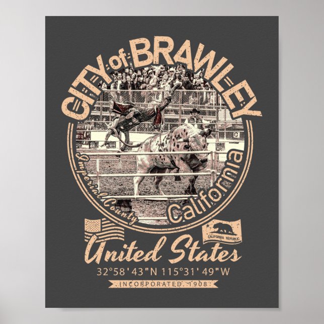 BRAWLEY CITY CALIFORNIA - CATTLE CALL RODEO POSTER (Framsidan)