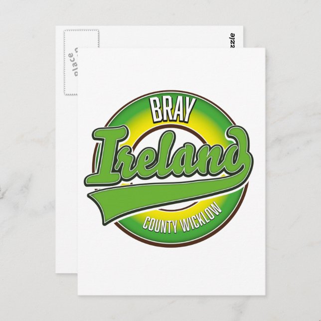 Bray County Wicklow Irland. Vykort (Fram/baksida)