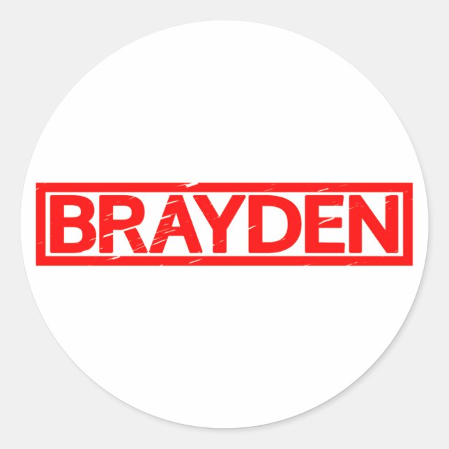 Brayden Frimärke Runt Klistermärke (Framsida)