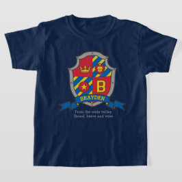 Brayden-pojkar B namn och kniwsköld T-shirt