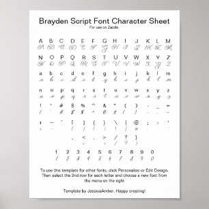 Brayden Script Teckensnitt Lakan för Zazzle Poster