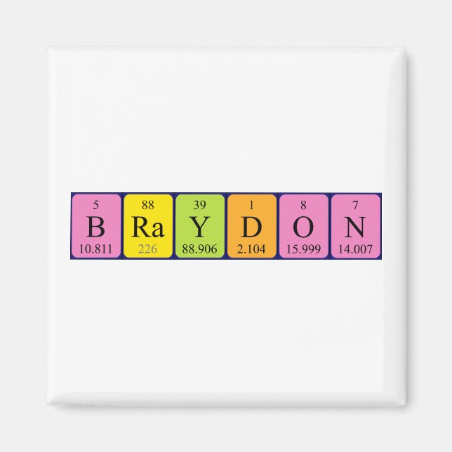 Braydon periodiskt bord namn magnet (Framsidan)