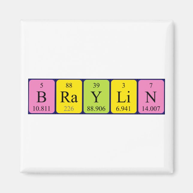 Braylin periodiskt bord namn magnet (Framsidan)