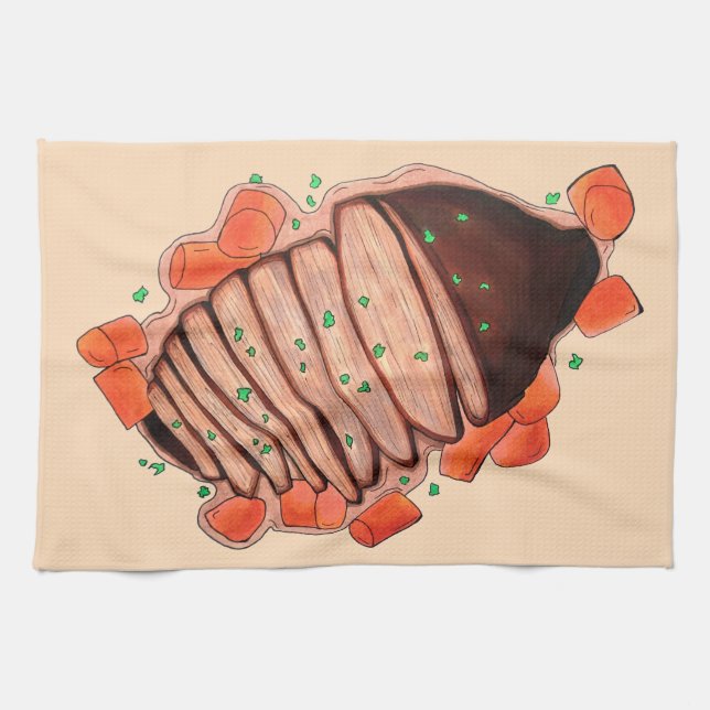 Brazed Beef Brisket Jewish Cooking Helgdag Kökshandduk (Horisontell)