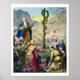 Brazen-serpenten, från en bibel tryckt av Edward Poster