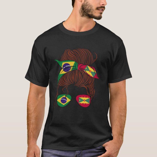 Brazil and Grenada Mix Half Brazilian half Grenadi T Shirt (Framsida)