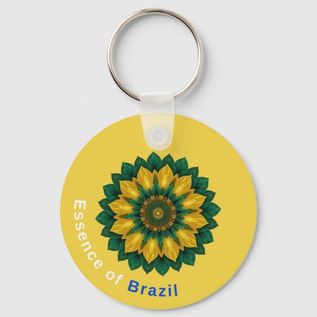 Brazil Banana Leaf Mandala - Essence of Brazil Key Nyckelring (Framsida)