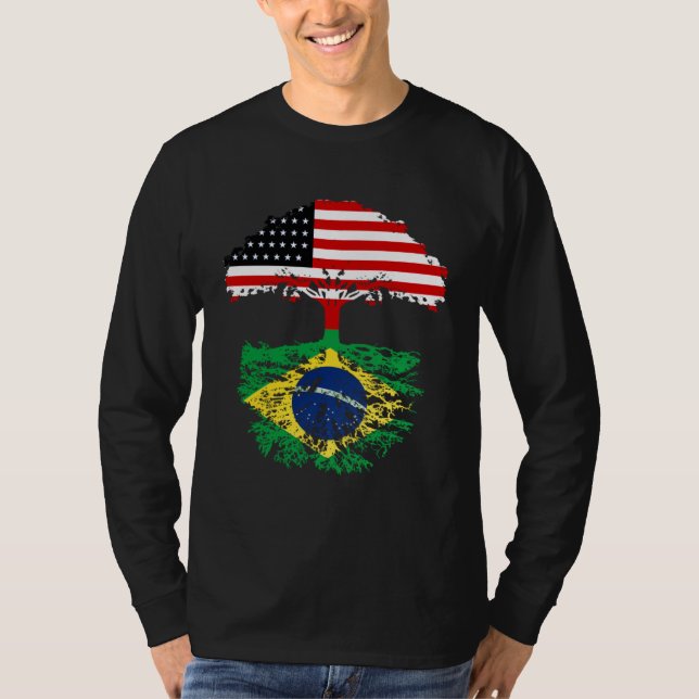 Brazil Brasil Roots American Grown  For Men Women  T Shirt (Framsida)