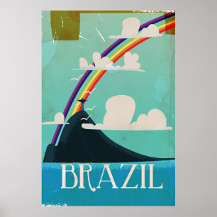 brazil christ för inlösaren vintage resor poster